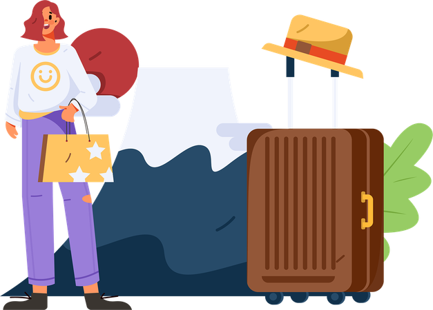 Young Girl on vacation  Illustration