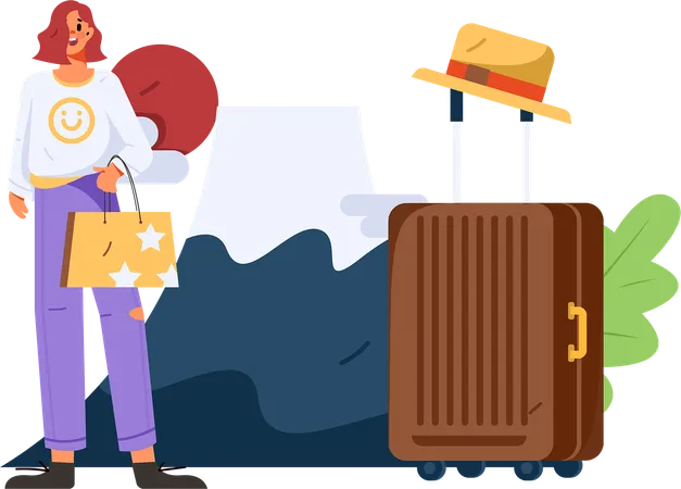 Young Girl on vacation  Illustration