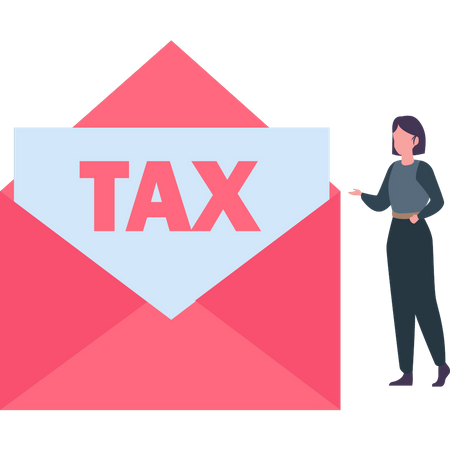 Young girl opened tax mail  Illustration