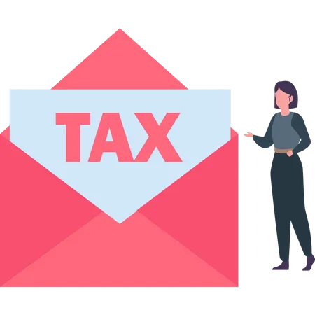 Young girl opened tax mail  Illustration