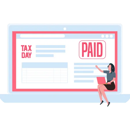 Young girl paid tax online  일러스트레이션