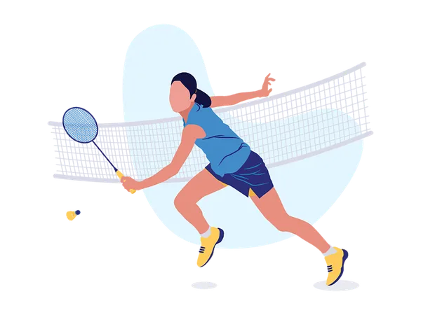 Young girl playing badminton  Illustration