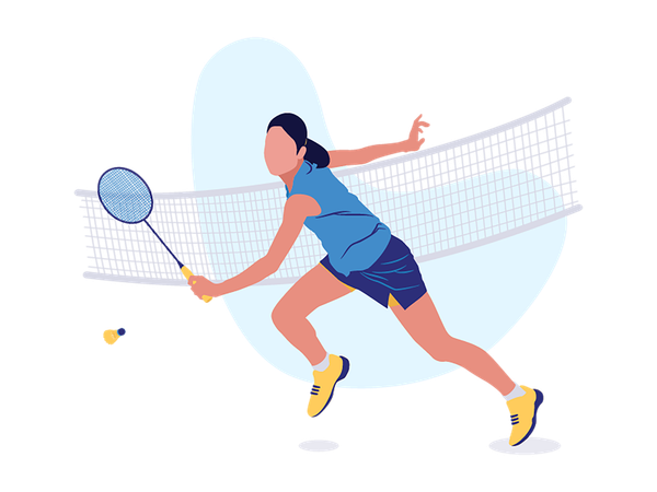 Young girl playing badminton  Illustration