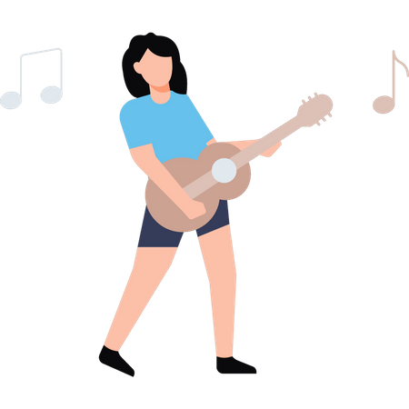 Young girl playing guitar  Illustration