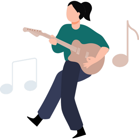 Young girl playing guitar  Illustration