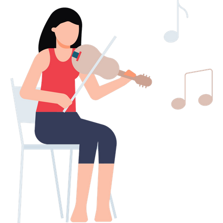 Young girl playing violin  Illustration