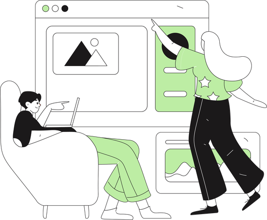 Young girl pointing business analysis  Illustration