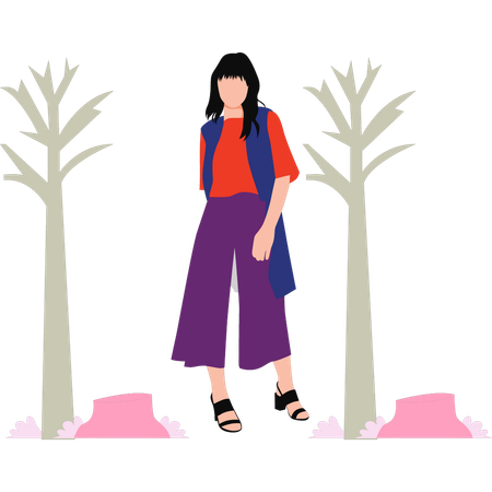Young girl posing outdoors  Illustration