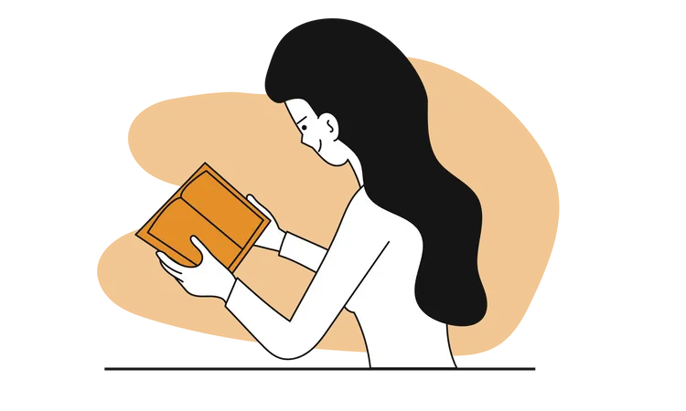 Woman Reading Book Vector Concept Illustration Education Character And Student Study Knowledge With Literature And Female Hobby Learning Smart Information And Educational Literary Clever Adult Illustration