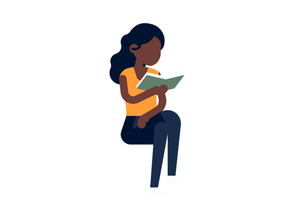 Young girl reading book  Illustration