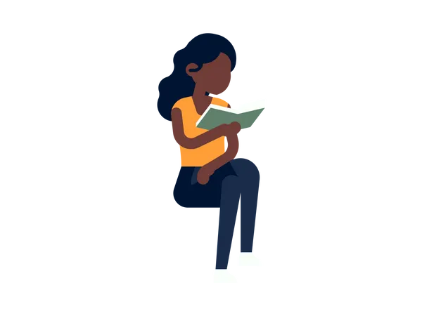 Young girl reading book  Illustration