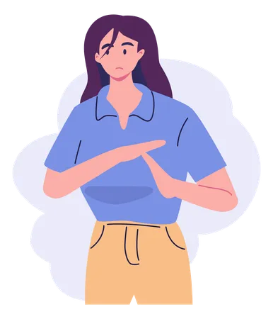 Pose Of Woman Rejecting Something Flat Style Illustration Vector Design Illustration
