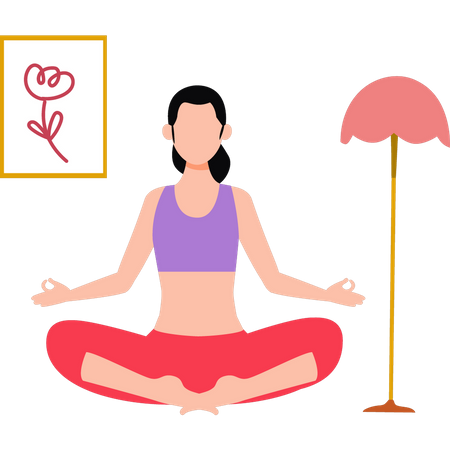Young girl relaxes with yoga  Illustration