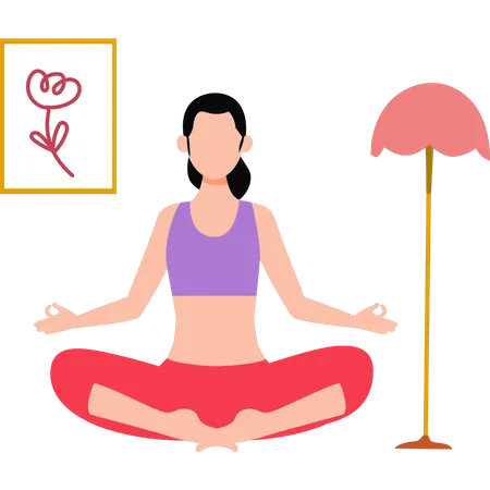 Young girl relaxes with yoga  Illustration