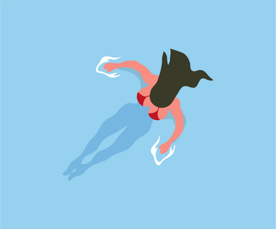 Young girl relaxing in swimming pool  Illustration