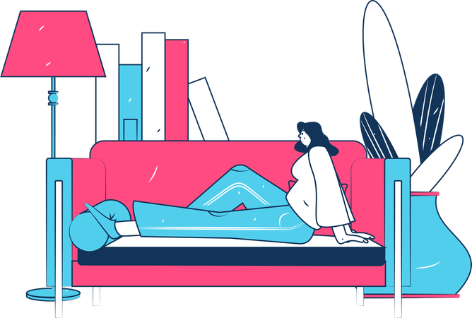 Young girl relaxing on sofa  Illustration