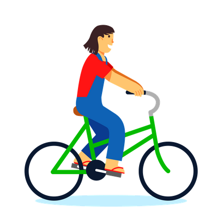 Young girl riding cycle  Illustration