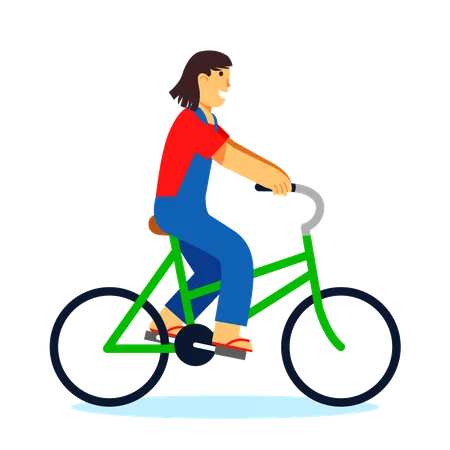 Young girl riding cycle  Illustration