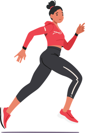 Young Girl Runner Athlete Character Determined And Swift  Illustration