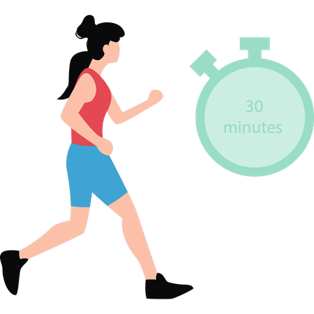 Young girl runs for 30 minutes  Illustration