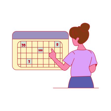 Young girl selecting delivery date  Illustration