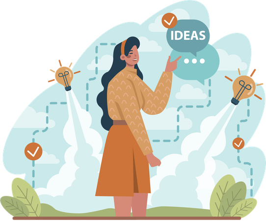 Young girl showing business idea  Illustration