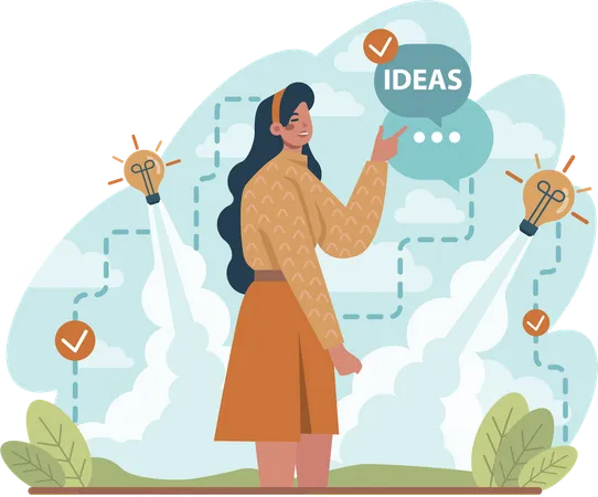 Young girl showing business idea  Illustration
