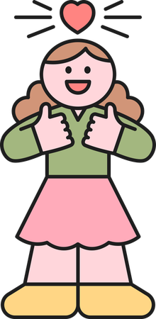 Young girl showing double thumbs up  Illustration