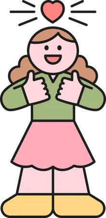 Young girl showing double thumbs up  Illustration