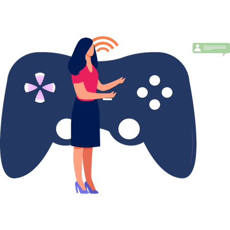 Young Girl Showing Game Controller  イラスト