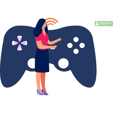 Young Girl Showing Game Controller  Illustration