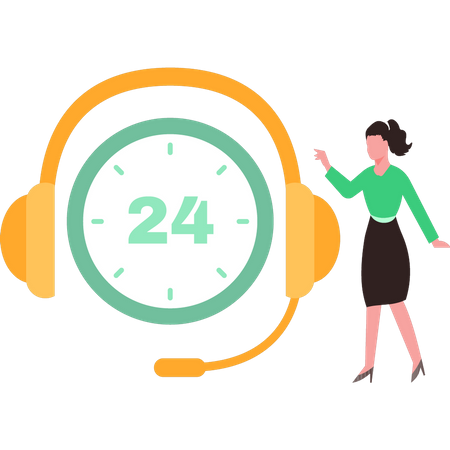 Young Girl Showing Headset  Illustration