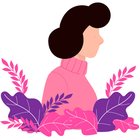 Young girl showing her right side face  Illustration