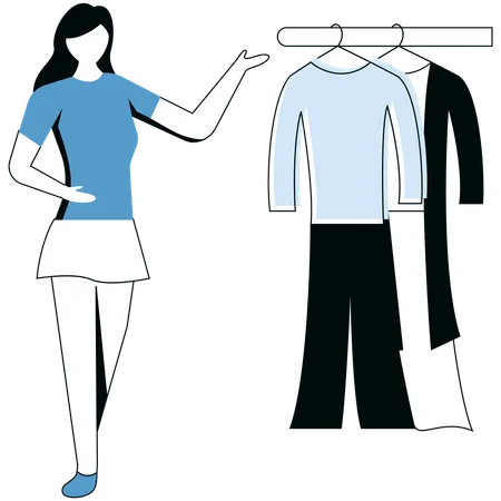 Young Girl Showing her wardrobe  Illustration