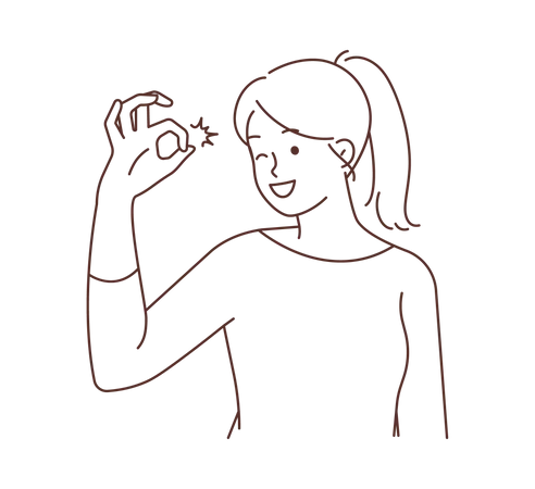 Young girl showing nice gesture  Illustration