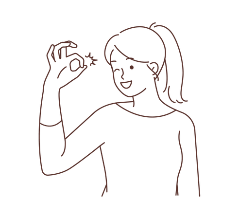 Young girl showing nice gesture  Illustration
