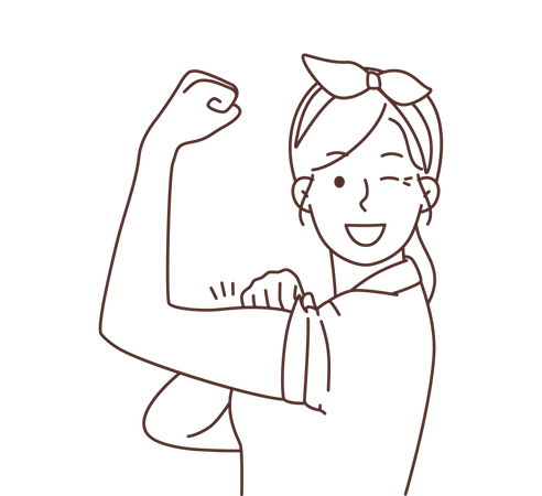 Young girl showing strong arm  Illustration