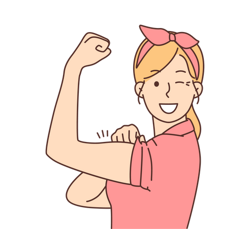 Young girl showing strongarm  Illustration