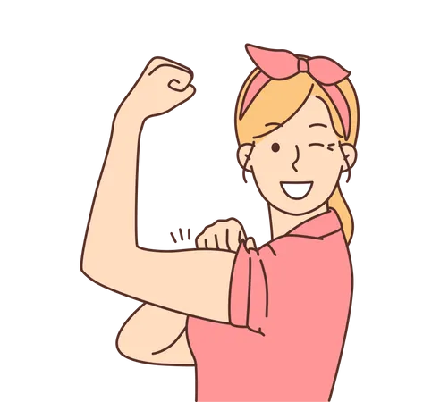 Young girl showing strongarm  Illustration