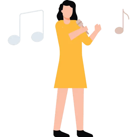 The Girl Is Singing Illustration
