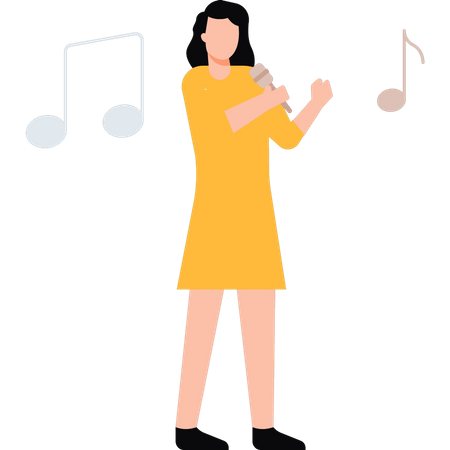 Young girl singing  Illustration