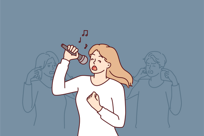 Young girl singing song  Illustration