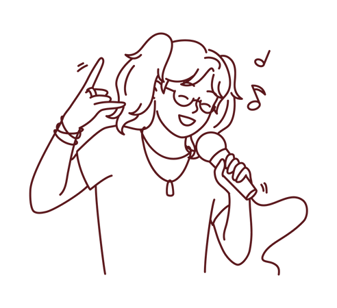 Young girl singing song  Illustration