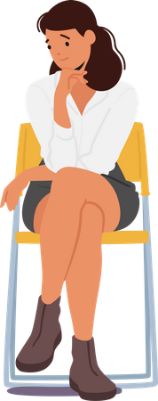 Young Girl Sitting On Chair  イラスト