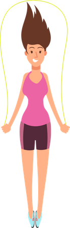 Young girl skipping exercise  Illustration