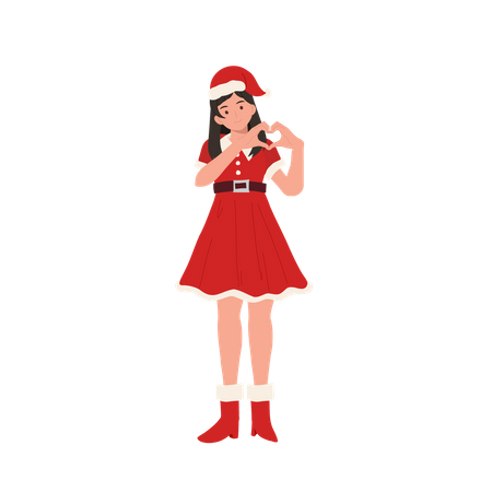 Young girl standing and making heart shape  Illustration