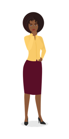Young girl standing and thinking  Illustration