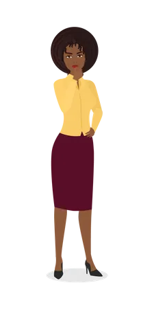 Young girl standing and thinking  Illustration