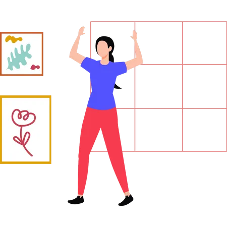Young  girl standing for exercise  Illustration