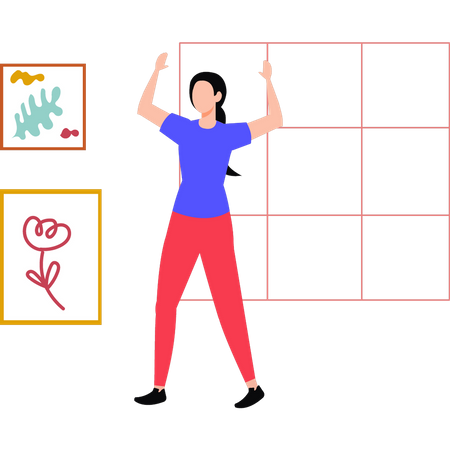 Young  girl standing for exercise  Illustration
